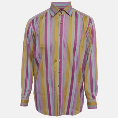 Pre-owned Etro Multicolor Striped Cotton Shirt Xxl