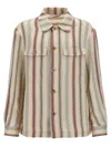 Etro Overshirt With Striped Pattern And Chest Pockets In Multicolor