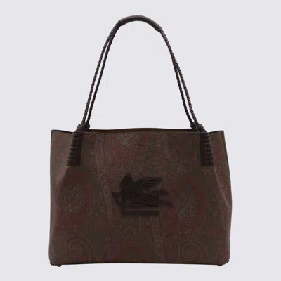 Etro Multicolor Tote In Brown