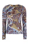 Etro Multicolor Long Sleeve Top With Paisley Motif In Multicolor Fondo Azzurro