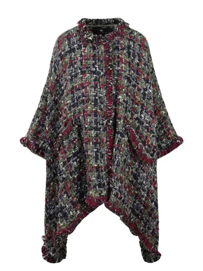 Etro Multicolor Tweed Poncho