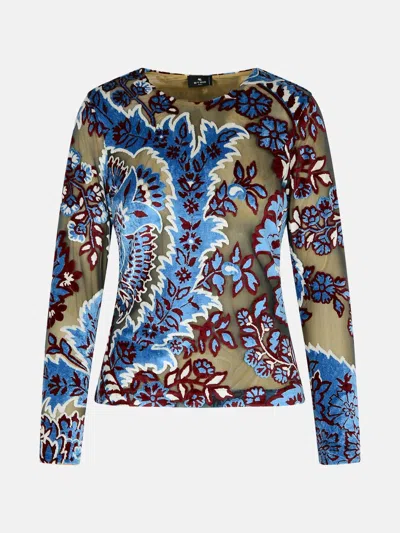Etro Multicolor Viscose T-shirt In Blue