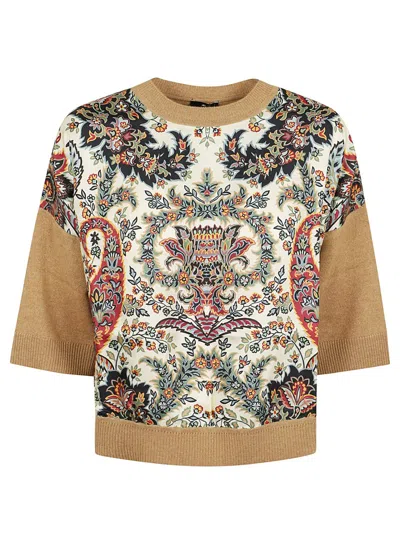 ETRO ETRO MULTICOLOR WOOL AND SILK FLORAL PRINT TOP