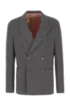 Etro Multicolor Wool Blend Blazer In Grigio Rigato