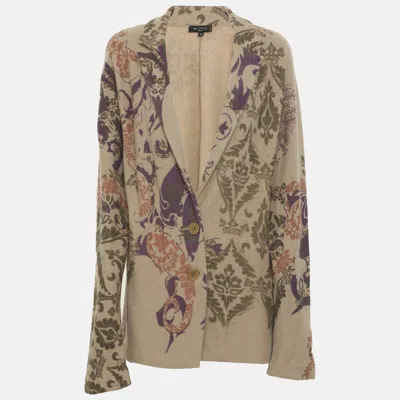 Pre-owned Etro Multicolor Wool Blend Single Breasted Blazer L