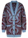 Etro Embroidered Wool Knit Oversized Cardigan In Blue