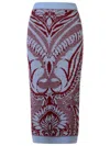 Etro Knit Wool Midi Pencil Skirt In Clear Blue