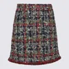 Etro Multicolor Tweed Skirt With Fringed Hem In Red