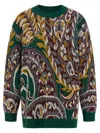 Etro Patterned Jacquard Wool Sweater With Dropped Shoulders In Multi