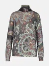 Etro Multicolor Wool Turtleneck Sweater In Multi