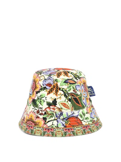 Etro Multicolored Bouquet Print Bucket Hat For Women In White
