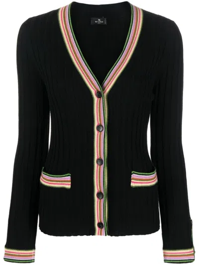 Etro Multicolored Cardigan For Women In Black