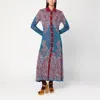 Etro Long Sleeve Maxi Length Paisley Pattern Dress In Blue
