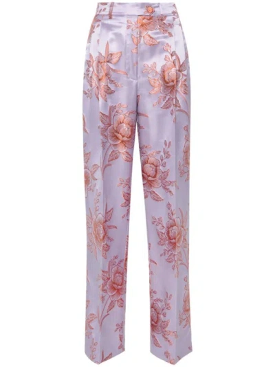 Etro Floral-jacquard Satin Trousers In Multicolor