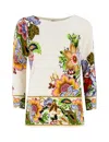 Etro Multicolored Floral Print Silk Blend Sweater