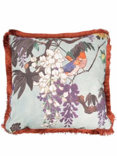Etro Multicolored Jacquard Cushion With Fringed Edges In Not Applicable