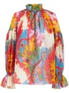 Etro Ruffled Printed Cotton And Silk-blend Voile Blouse In Multi