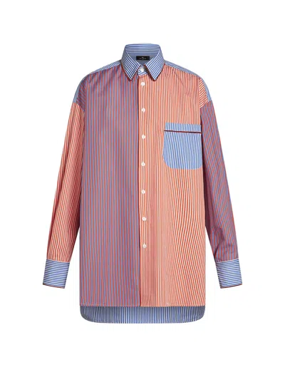 Etro Striped Cotton Poplin Shirt In Multicolor