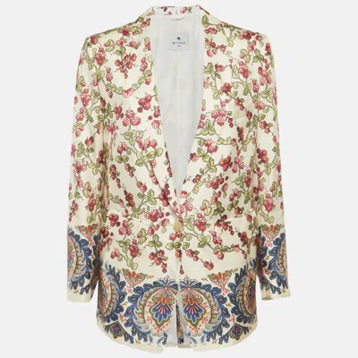 Pre-owned Etro Multicolour Berry Print Silk Blazer M