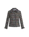 Etro Textured Fringe Metallic Tweed Coat In Multicolour