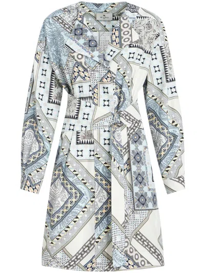 Etro Multicolour Cotton Dress In Blue