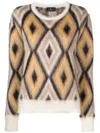 Etro Multicolour Diamond Pattern Sweater With Cozy Texture In Multi