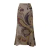 Etro Multicolour Flared Midi Skirt With Intricate Paisley Pattern In Brown