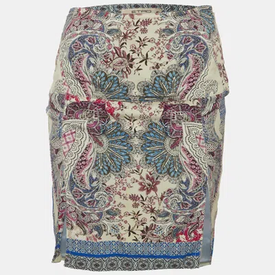 Pre-owned Etro Multicolour Floral Print Slit Mini Skirt S