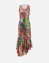 Etro Laminated Jersey Dress With Maxi Floral Print