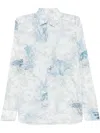 Etro Multicolour Long Sleeve Shirt With Paisley Print In Blue