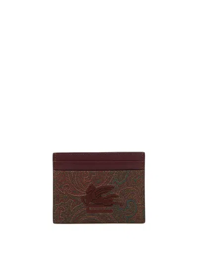 Etro Multicolour Paisley Card Holder In Brown