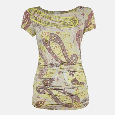 Pre-owned Etro Multicolour Paisley Print Jersey Ruched Top M