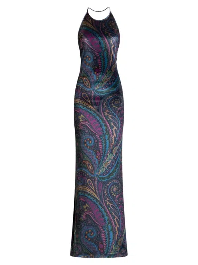 Etro Multicolour Polyester-blend Dress In Blue