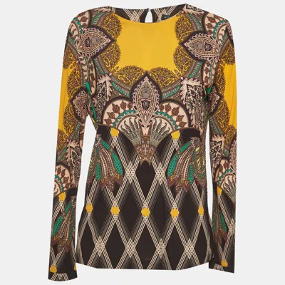 Pre-owned Etro Multicolour Printed Jersey Long Sleeve Top M