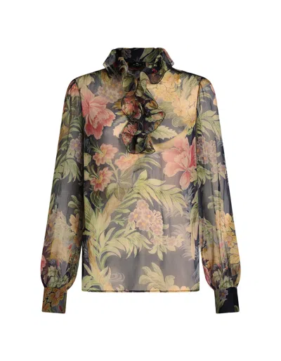 Etro Floral-print Silk Blouse In X0883