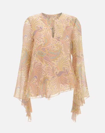Etro Multicolour Silk Blouse With Ruffles