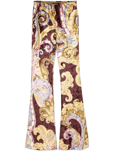 ETRO MULTICOLOUR VELVET PRINTED TROUSERS