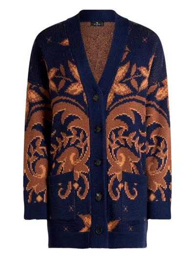 Etro Multicolour Wool Sweater In Blue