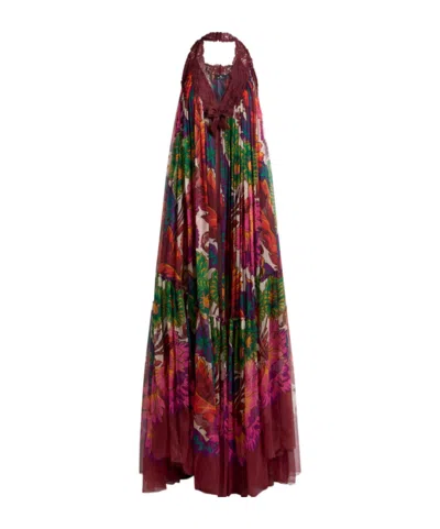 Etro Multicoloured Boho Dress With Open Back And Flounce
