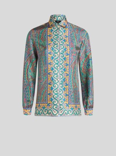 Etro , Multicoloured Paisley Shirt, Woman, Green, Size 50