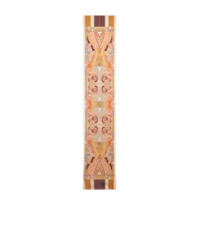 Etro Multicoloured Paisley Silk Scarf In Brown