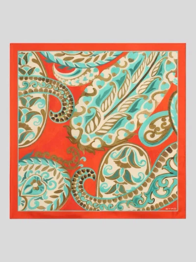 Etro , Multicoloured Paisley Silk Scarf, Woman, Orange