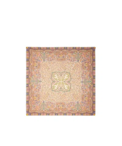Etro Multicoloured Printed Silk And Wool Shawl In Neutral