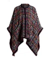 Etro Tweed Pom-pom Trim Cape In Multi