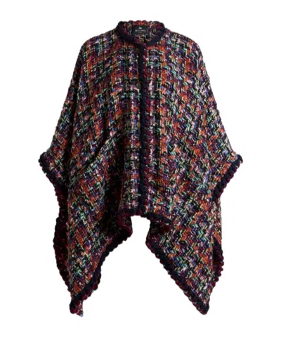 ETRO MULTICOLOURED TWEED CAPE