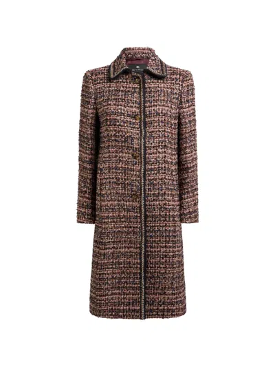 Etro Multicoloured Tweed Coat In Pink