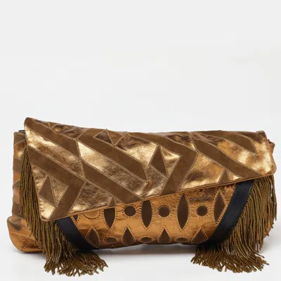 Pre-owned Etro Muticolor Leather And Suede Clutch In Multicolor