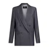 Etro Grey Oversized Double-breasted Jacket With Wide Revers In B0711
