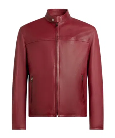 Etro Nappa Leather Jacket With Zip In Red
