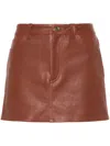 Etro Leather Mini Skirt In Brown